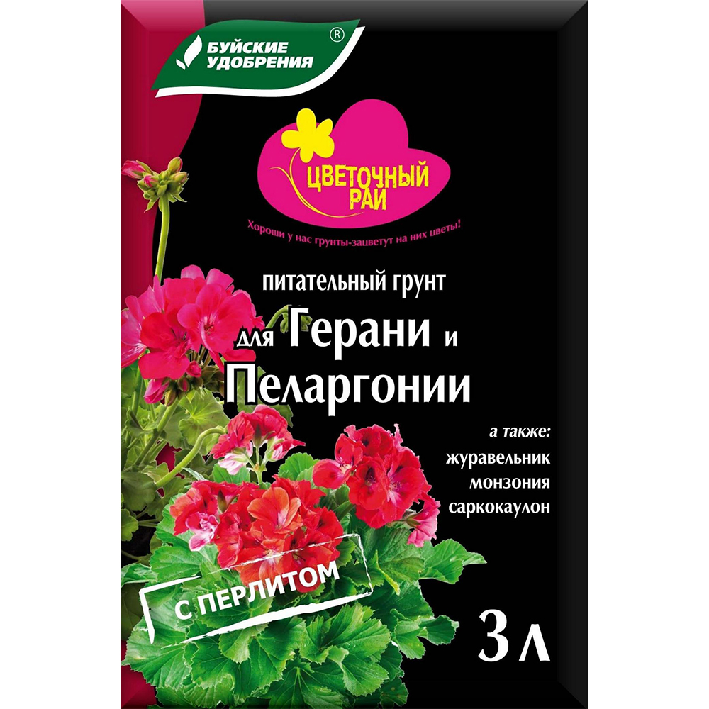 Грунт 3л Герань Цветочный рай (БХЗ)(6шт)(504)