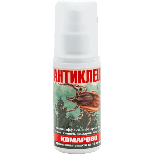 Комарово Антиклещ(от клещей,комаров,мошек)(ДЭТА10%,альфа циперметрин 0,2%) спрей 50мл (Гарант)(30шт)