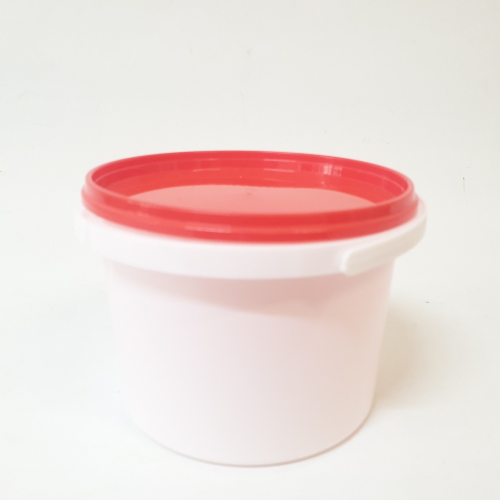 Банка 0,8л белая с красной крышкой (Новопак)(200шт)